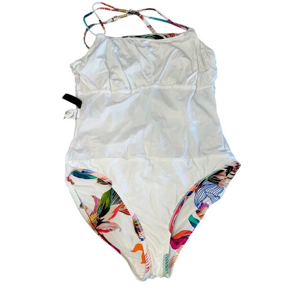 SOLD LA BLANCA Floral One Piece Swimsuit Women 16 Paradise Tropical Cross Back - Picture 8 of 16